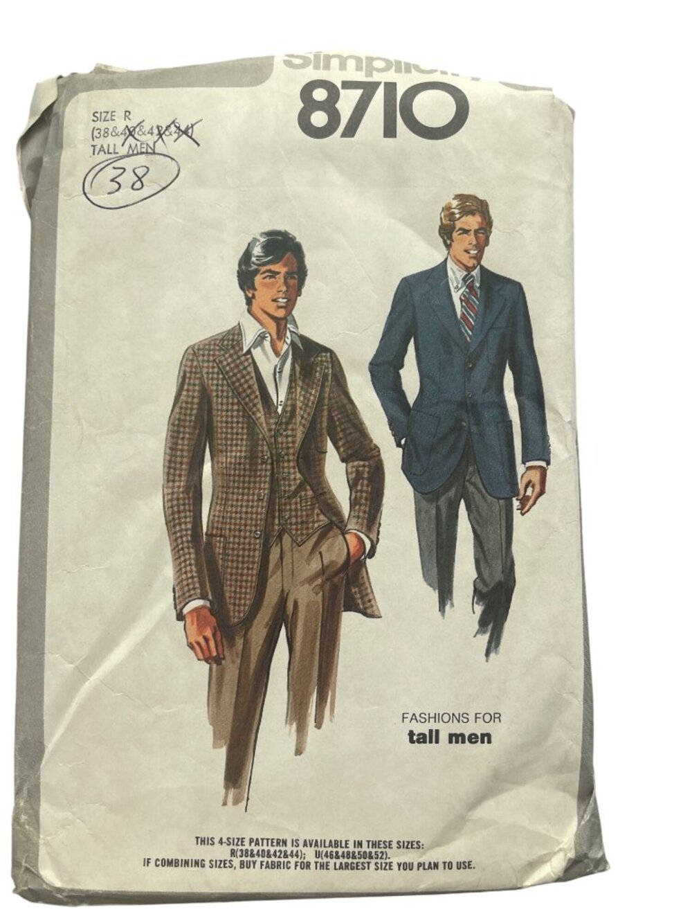 Vintage 70s Simplicity 8710 Sewing Pattern Size 38 Men’s Lined Jacket & Vest CUT